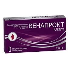 Венапрокт Алиум супп. рект. 250 мг 10 шт.