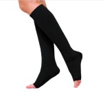 Чулки компрессионные кругловязаные, р. 5 ЧККВ ЦК до колена 1 класс компрессии с открытым мыском пара черные
