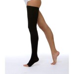 Чулок компрессионный кругловязаный, р. 4 ЧККВ ЦК до бедра 2 класс компрессии с открытым мыском черный