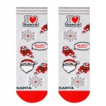 Носки женские, Conte Elegant (Конте Элегант) р. 23-25 арт. 18С-78СП Санта-Клаус новогодние 381 хлопок с люрексом и стразами светло-серый